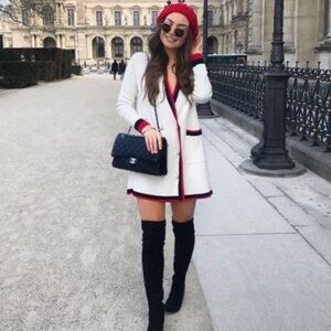Zara White and Red Cardigan